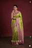 Pure Katan Silk Green and Pink Banarasi Saree
