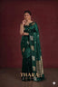 Pure Raw Mango Dark Green Banarasi Saree