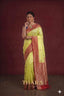 Pure Katan Yellow with Red Banarasi Saree