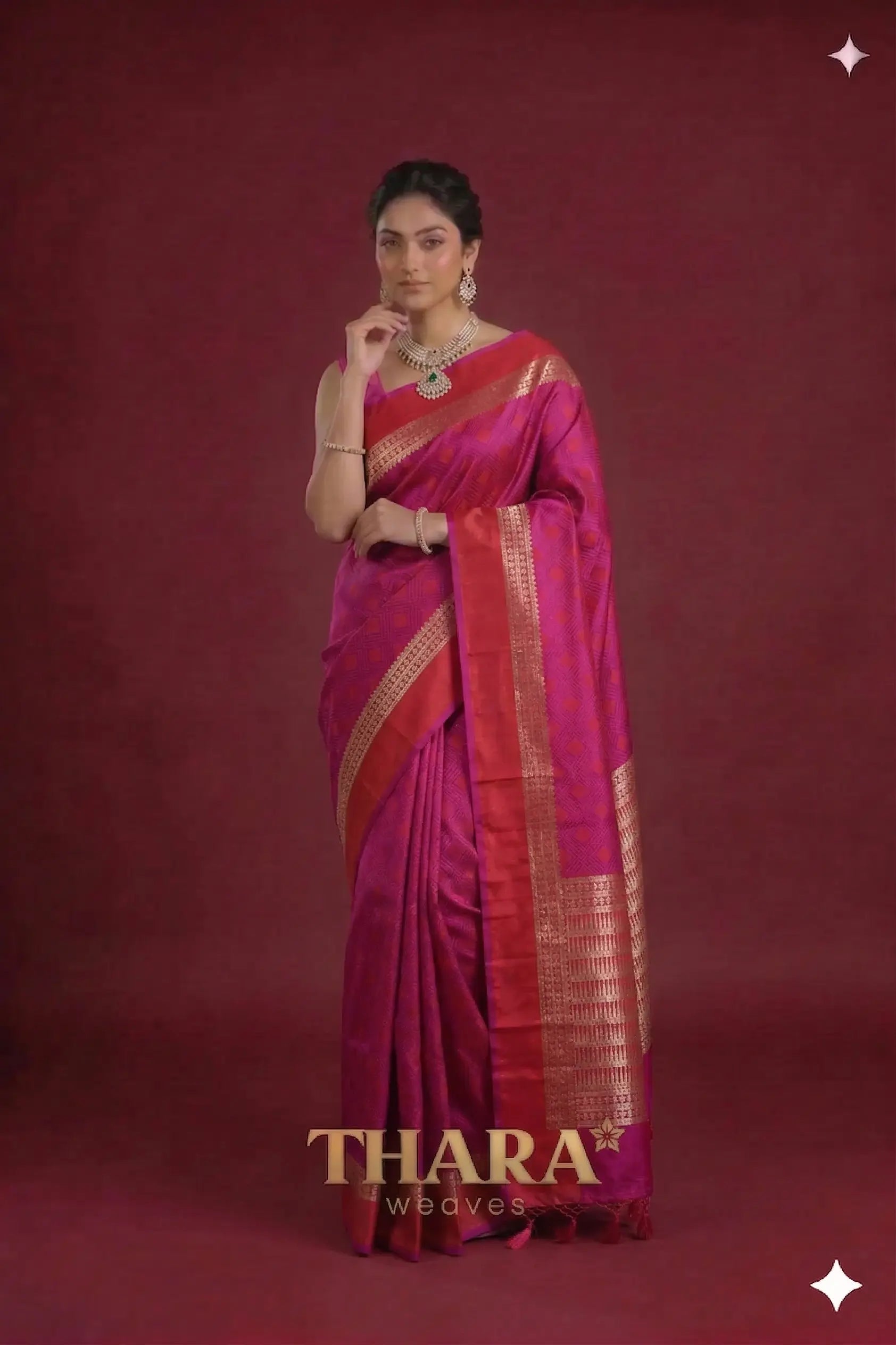 Pure Designer Pink Banarasi Saree