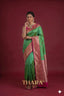 Pure Katan Silk Green and Pink Banarasi Saree