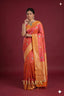 Pure Katan Silk Orange and Green with Meenakari Motifs Banarasi Saree