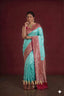 Pure Katan Silk Sea Green and Pink Banarasi Saree