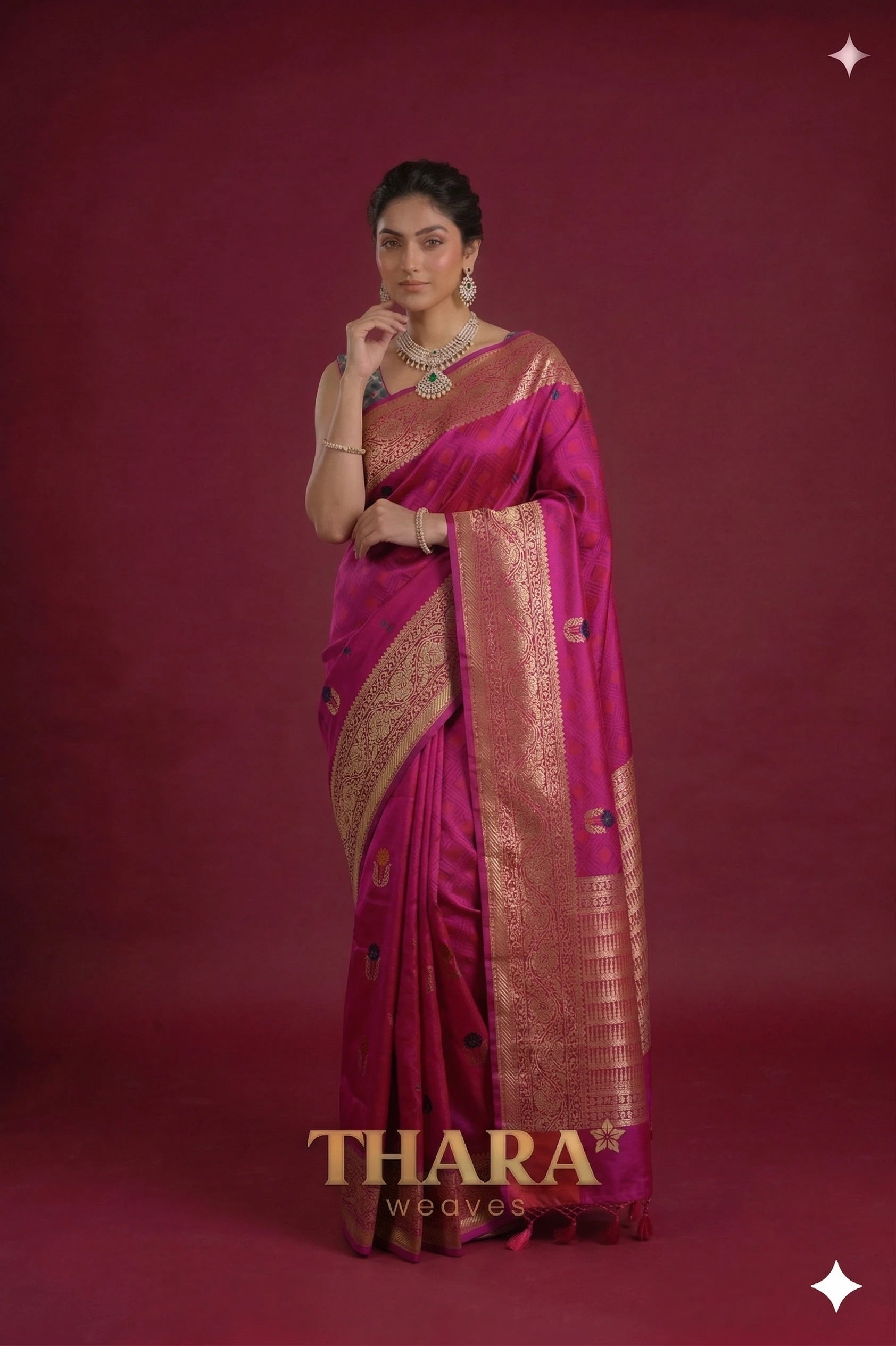 Pure Katan Silk Pink Banarasi Saree - All over Kadua Meenakari motifs