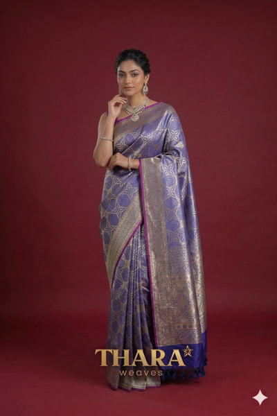 Pure Katan  Silk Blue all over Brocade Saree