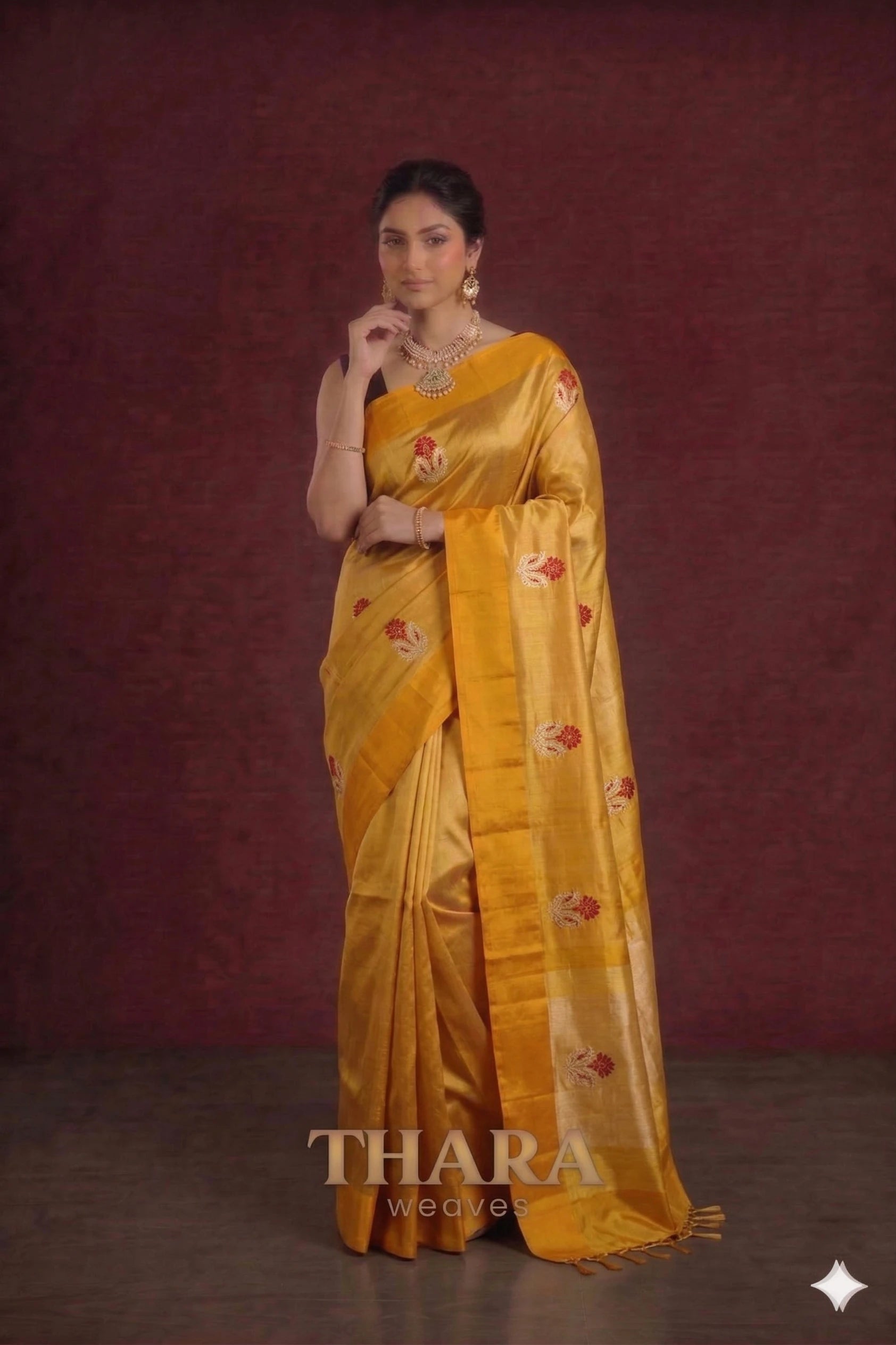 Pure Raw Mango Orange Banarasi Saree