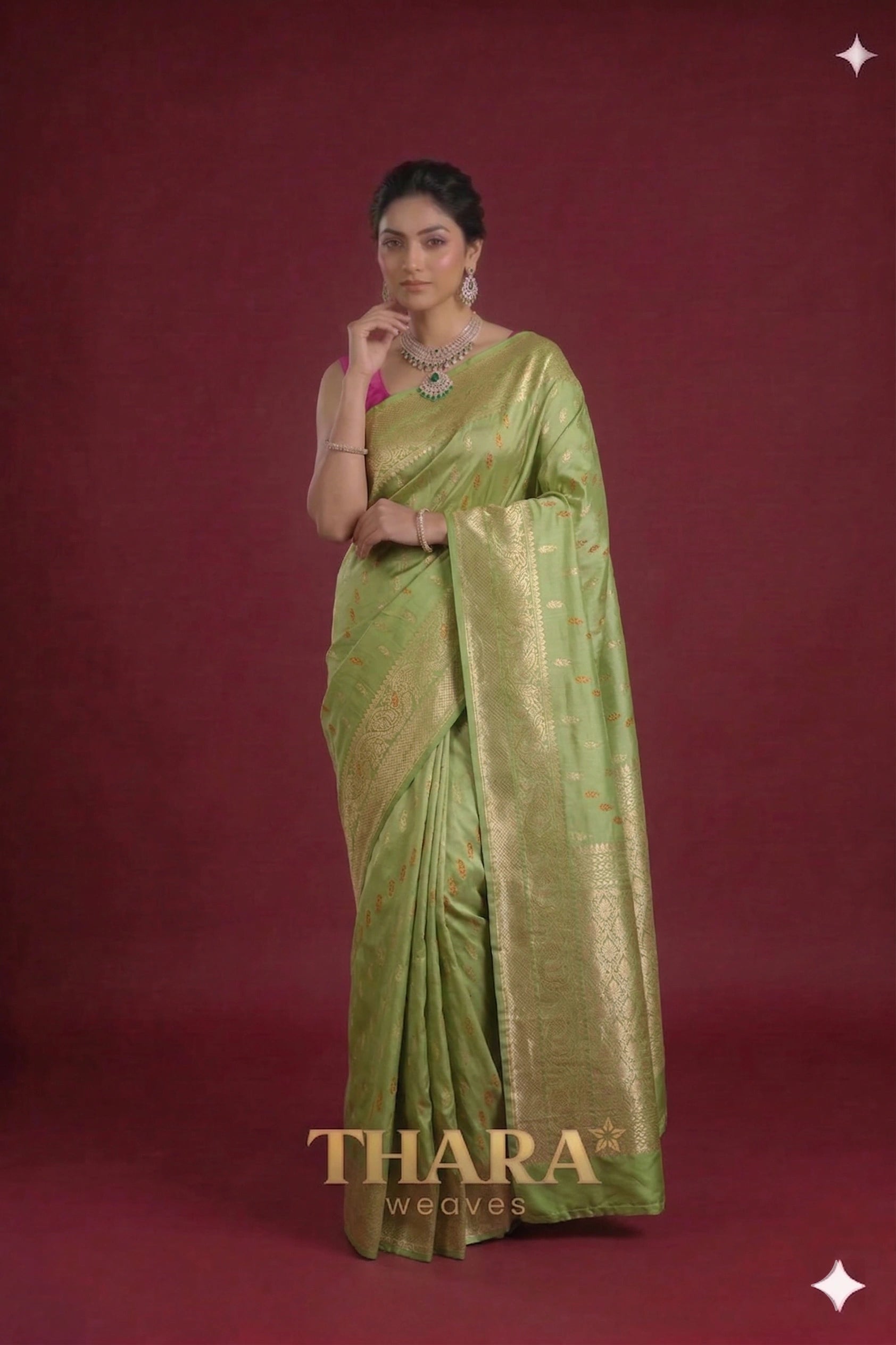 Pure Katan Silk Brocade Green Banarasi Saree