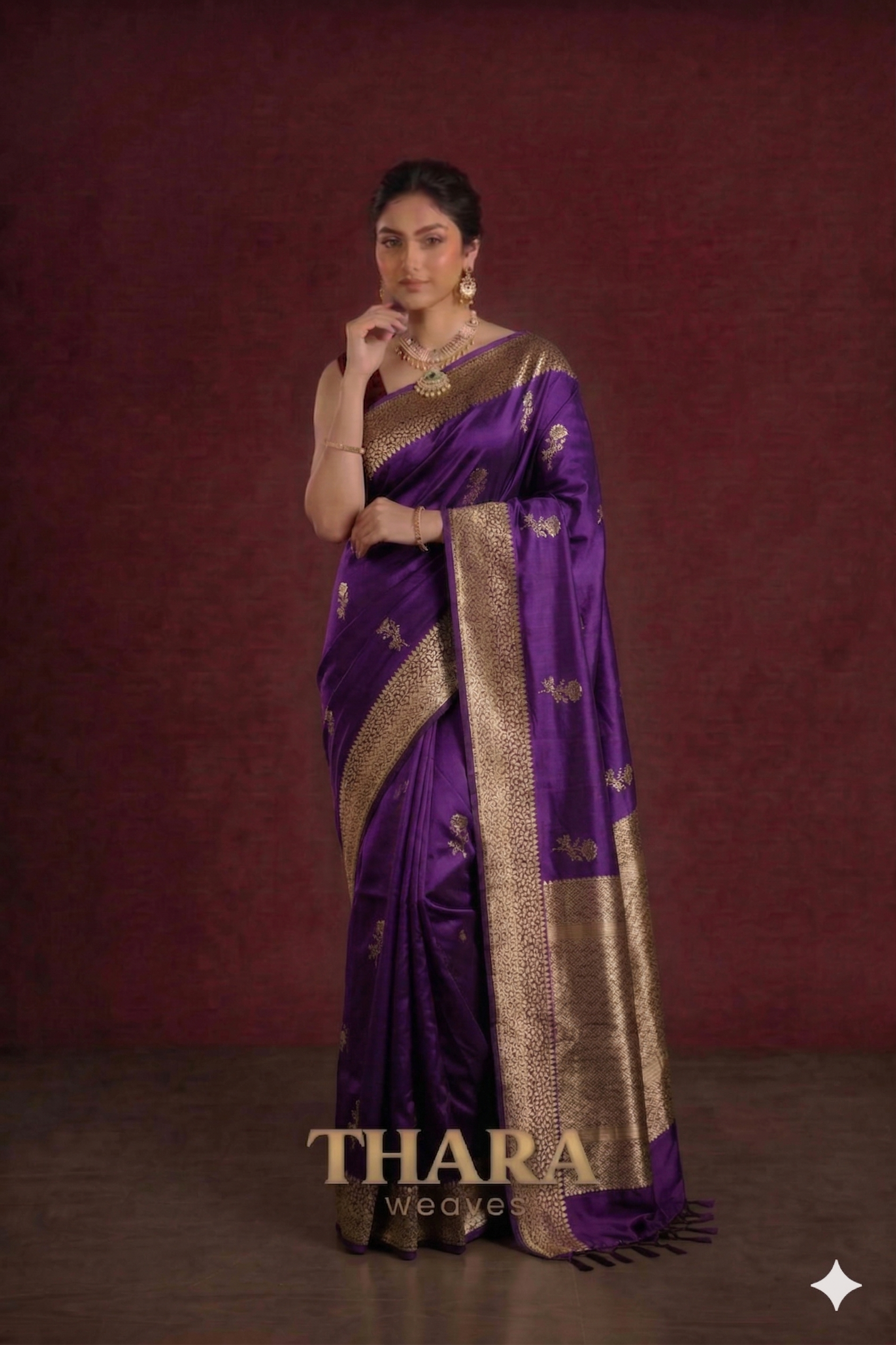 Pure Mushroo Purple with Motifs Banarasi Saree