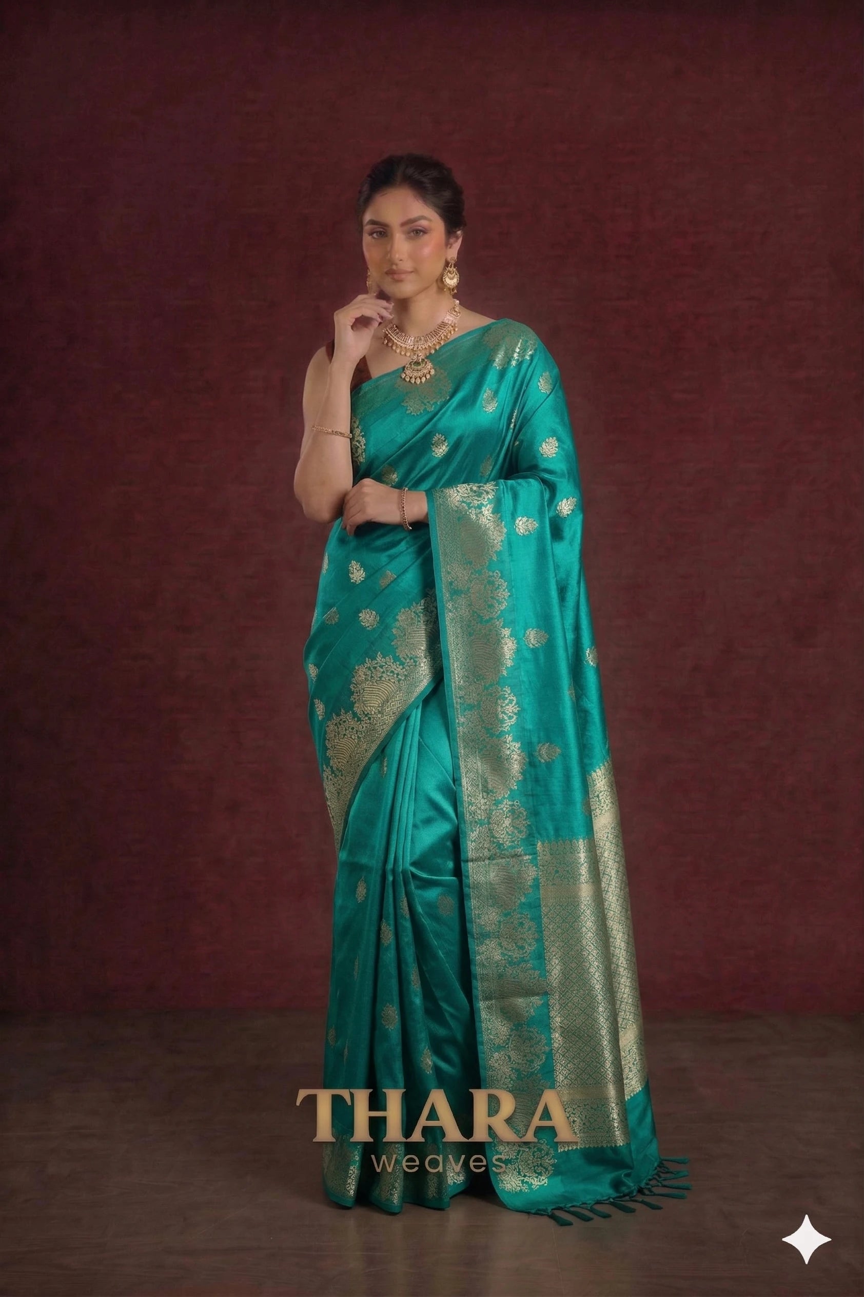 Pure Raw Mango Green Banarasi Saree